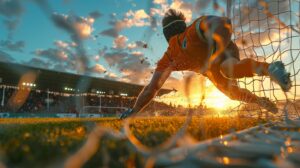 Goalkeeper saving goal